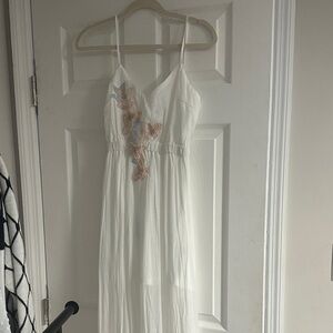 White Dress with Floral Embroidery